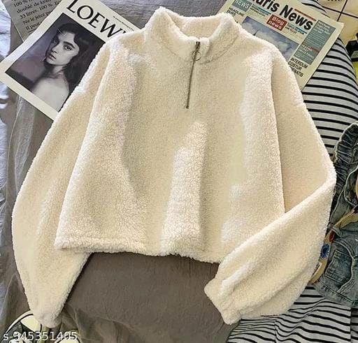 Women's Winter Woolen Solid Sweatshirt