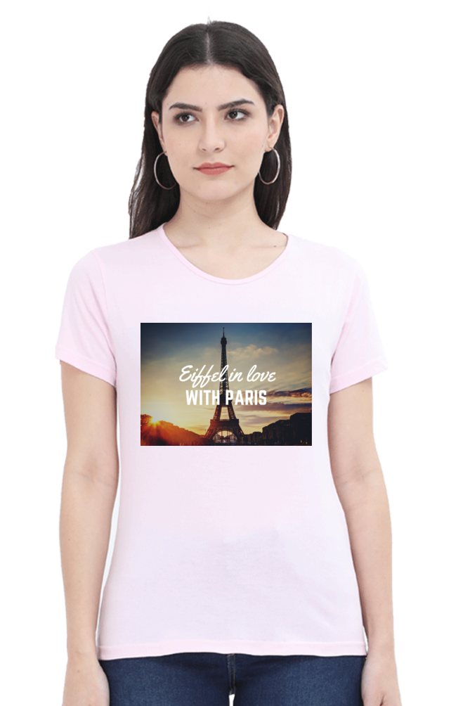 "Evoke the Romance of Paris with Our Women's Paris-Themed T-Shirts!"