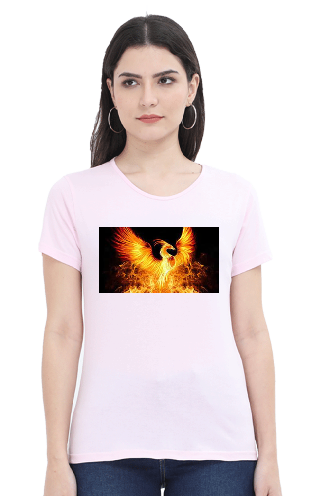 "Embrace Transformation with our Phoenix-Themed Women's T-Shirt!"