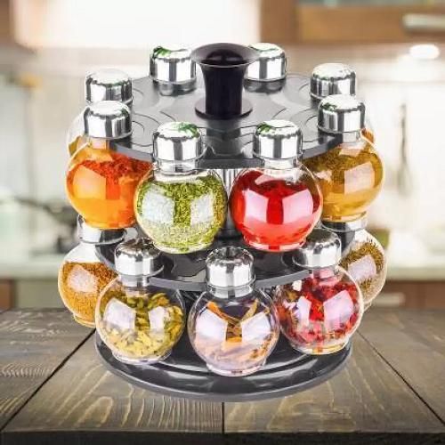 Multipurpose Plastic Big Revolving Spice Rack (16 in 1)