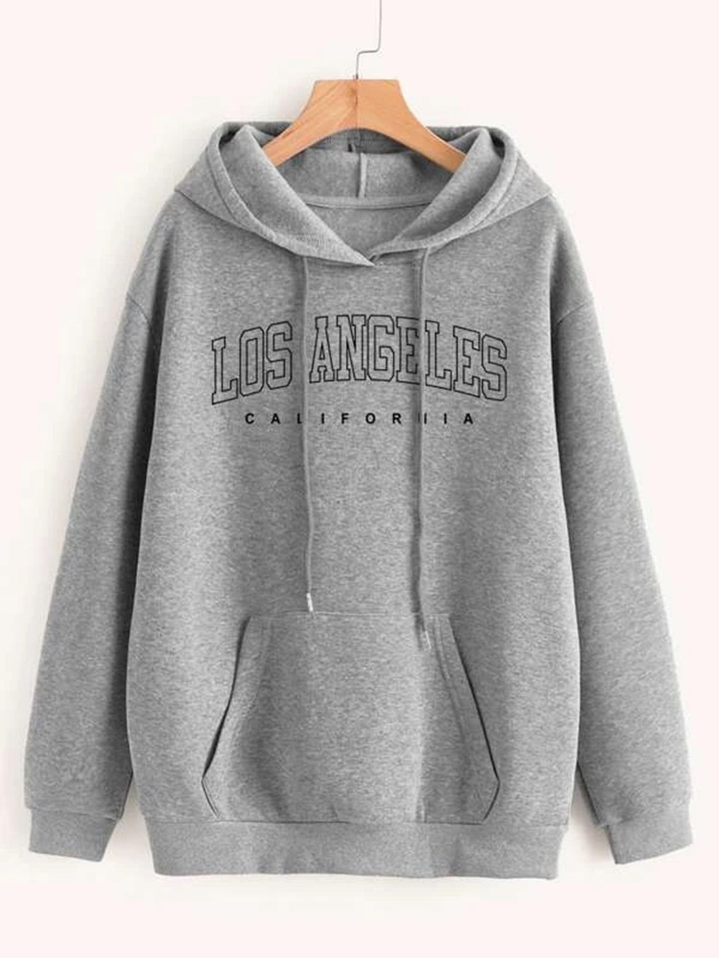 Grey Printed Fleece Hoody  Women Sweatshirt