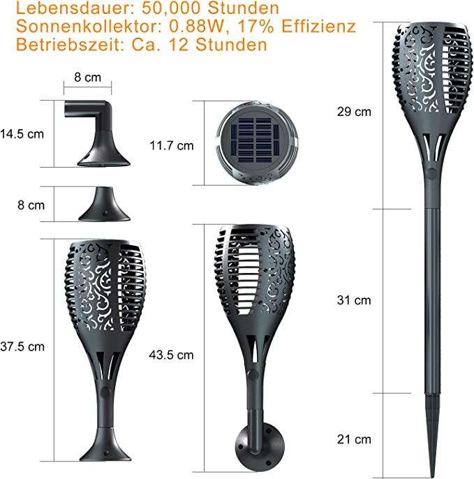 Solar Light Garden Torches - Lamp with IP65 Waterproof Solar Light Flame Warm Light 96 LED Light Sensor  Pack of 1