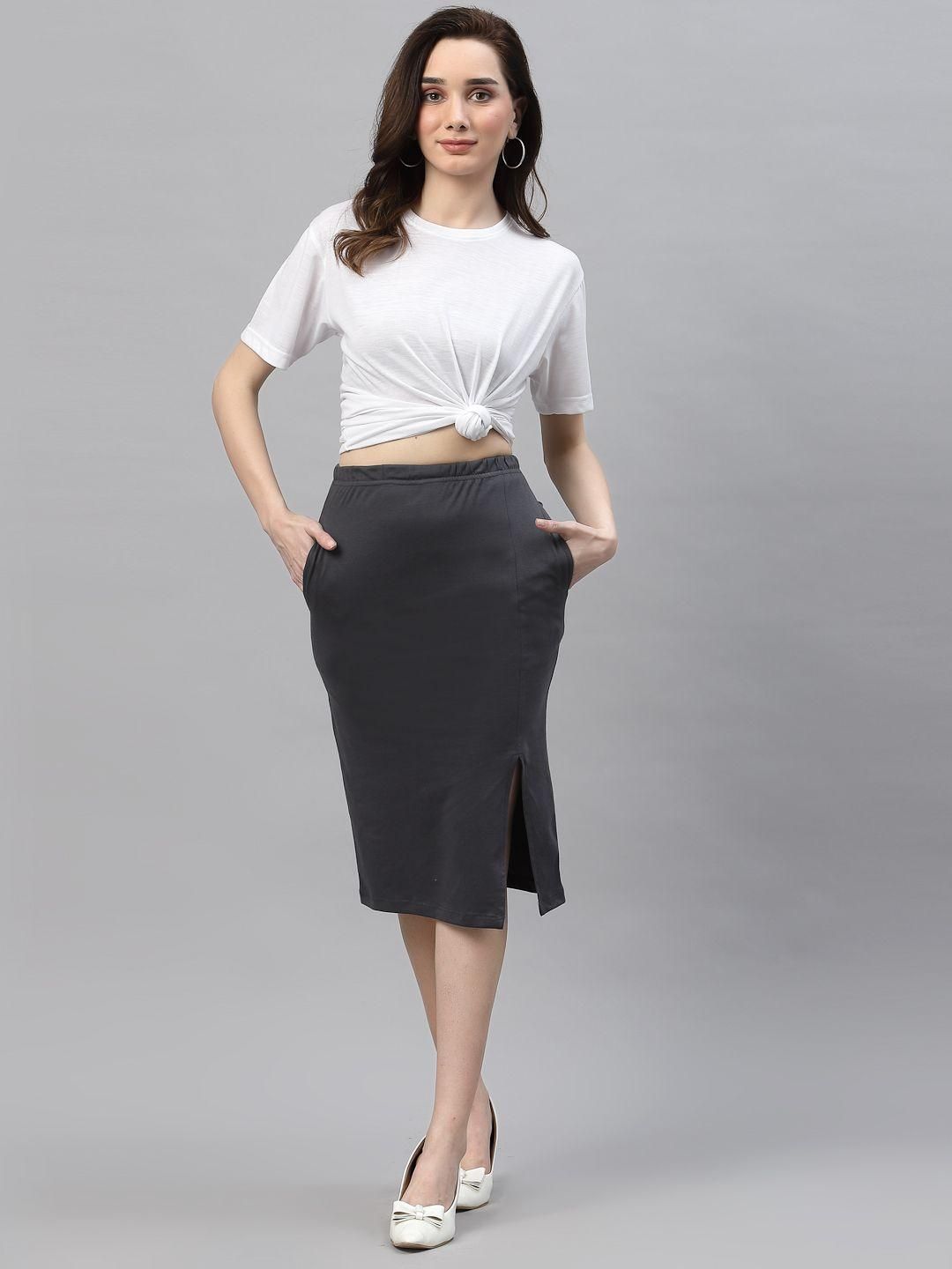 Women Dark Grey Bodycon Skirt