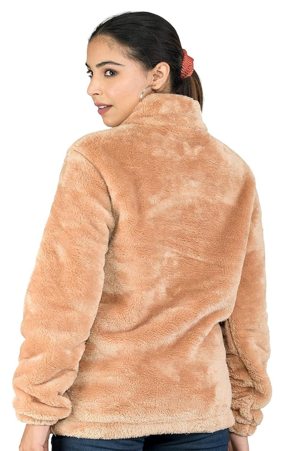 Women's Woolen Brown Sherpa Sweatshirt