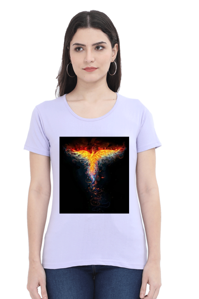 "Embrace Transformation with our Phoenix-Themed Women's T-Shirt!"