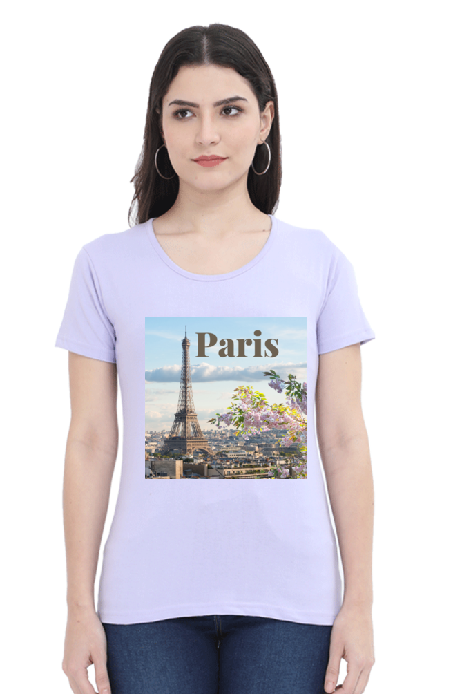 "Evoke the Romance of Paris with Our Women's Paris-Themed T-Shirts!"