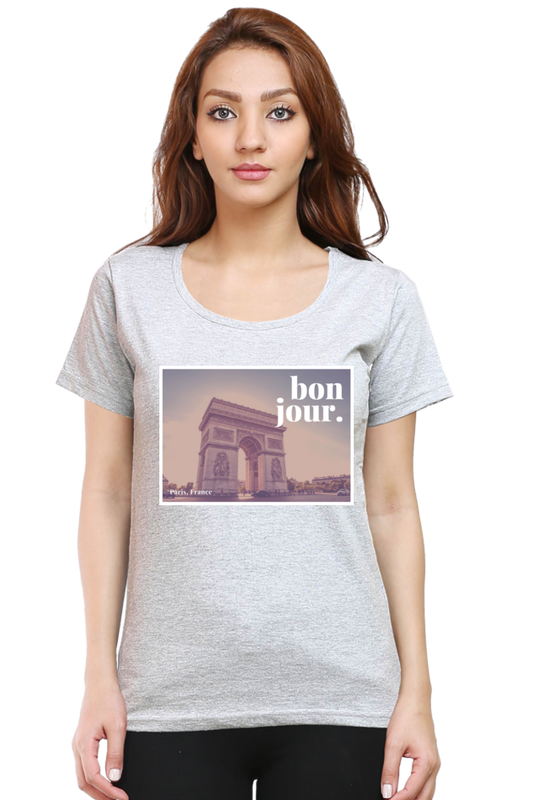 "Evoke the Romance of Paris with Our Women's Paris-Themed T-Shirts!"