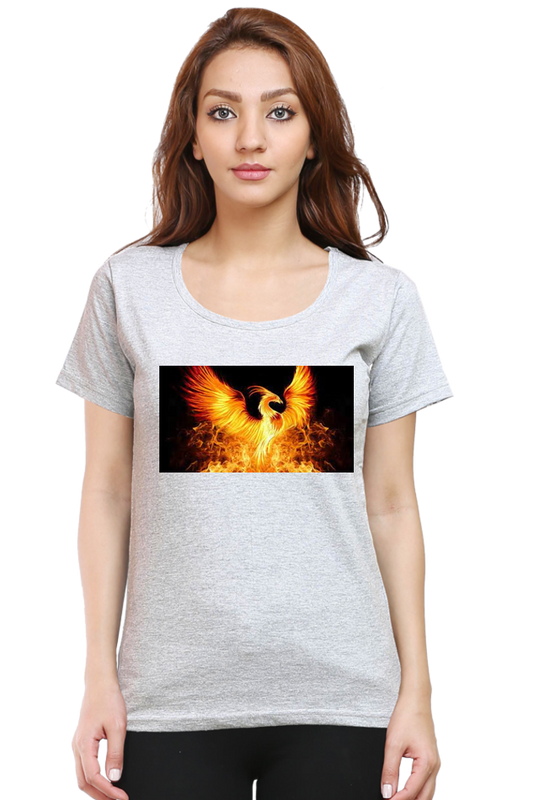 "Embrace Transformation with our Phoenix-Themed Women's T-Shirt!"