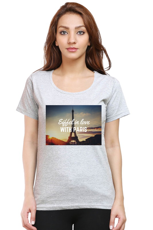 "Evoke the Romance of Paris with Our Women's Paris-Themed T-Shirts!"