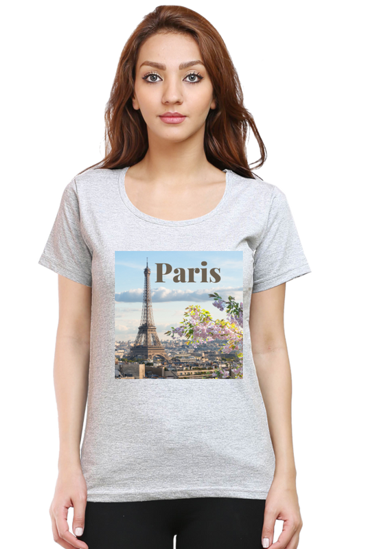 "Evoke the Romance of Paris with Our Women's Paris-Themed T-Shirts!"