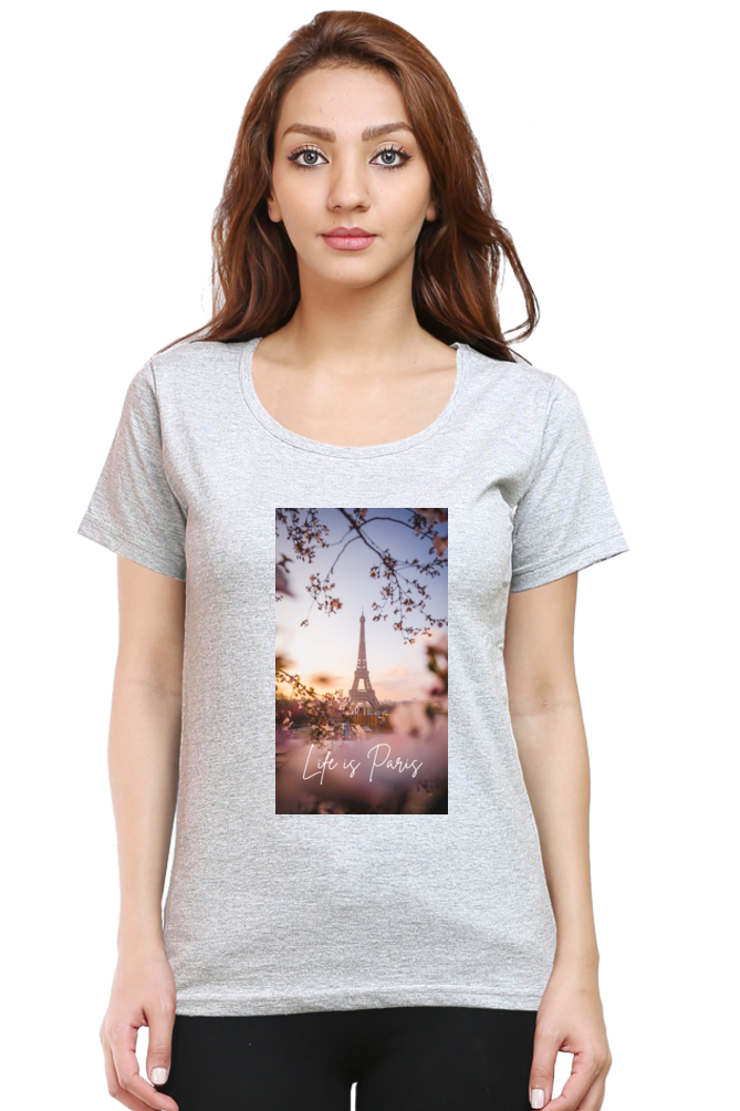 "Evoke the Romance of Paris with Our Women's Paris-Themed T-Shirts!"