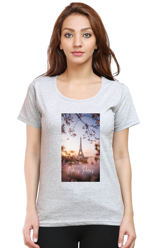 "Evoke the Romance of Paris with Our Women's Paris-Themed T-Shirts!"