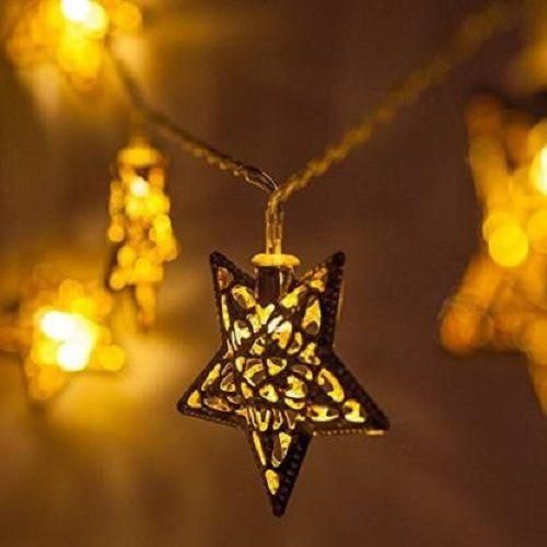 16 Led Golden Metal Star Copper String Fairy Light - Warm White