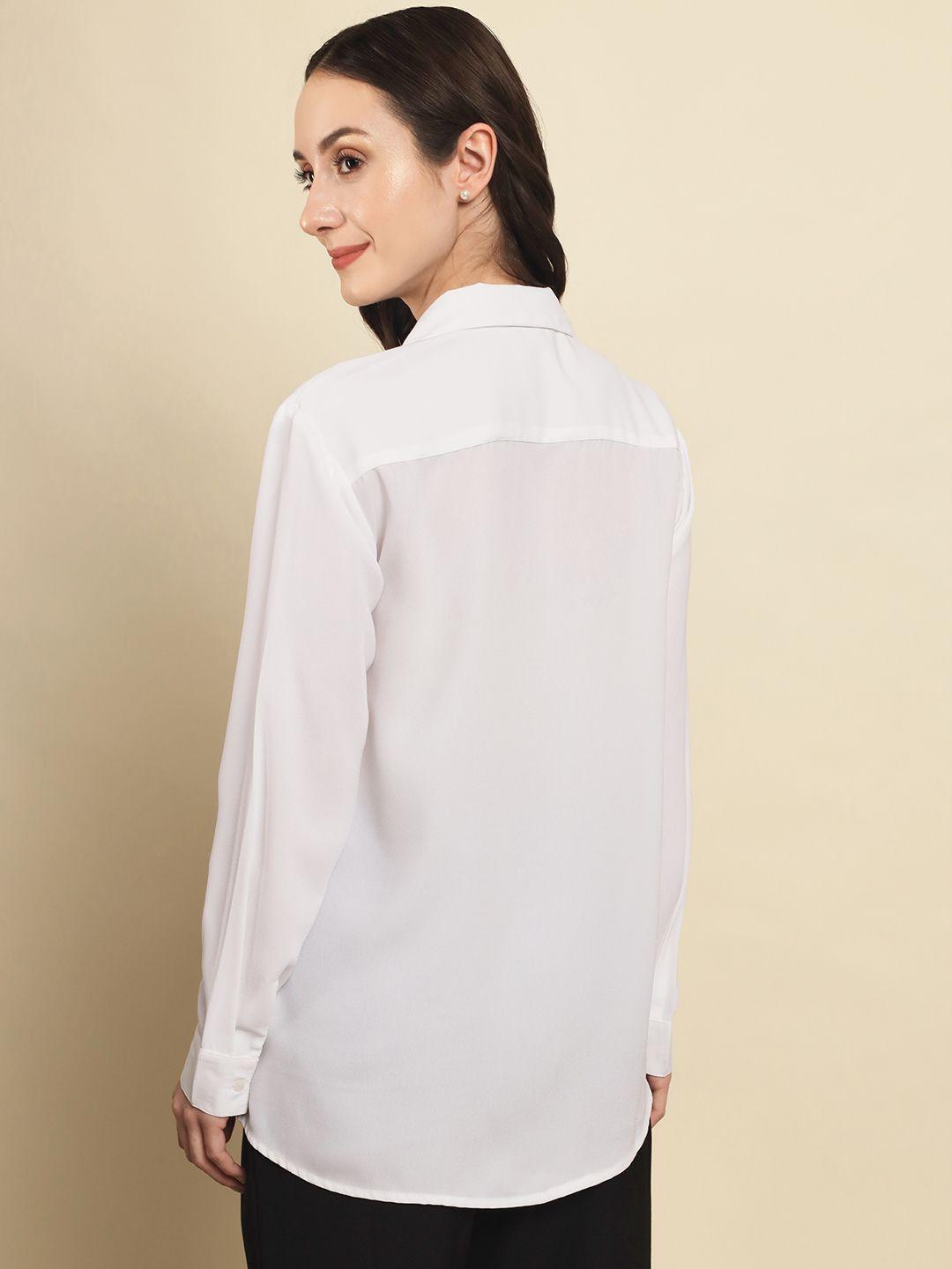 Women's Solid Classic White Oversized Shirt