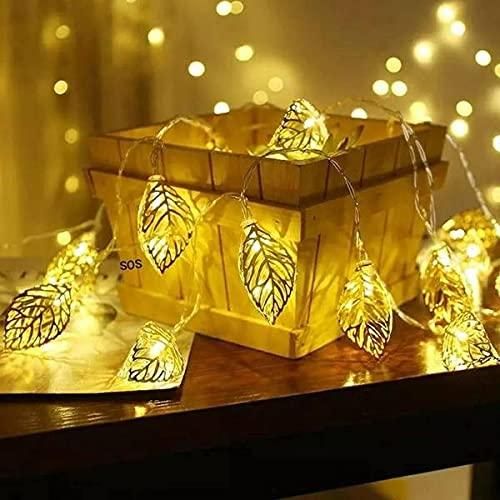 Metal Tree Leaf Shape Decorative LED Fairy String Starry Lights 14 3D Leaf