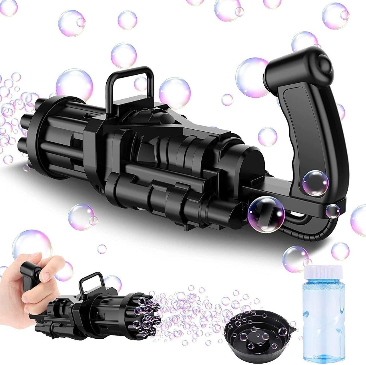 Bubble Gun- 8 Hole Automatic Gatling Bubble Gun Blower Maker