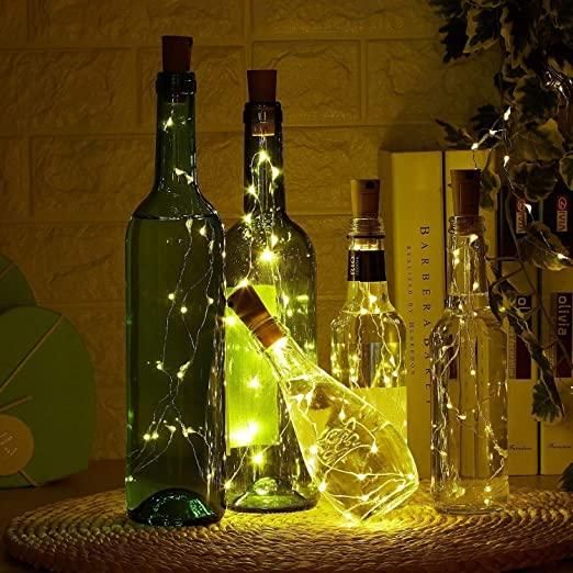 20 Led Wine Bottle Cork Copper Wire String Lights  (Warm White Pack Of 15)