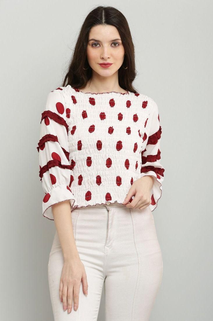 Women's  Polka Dot Print Top