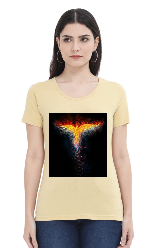 "Embrace Transformation with our Phoenix-Themed Women's T-Shirt!"