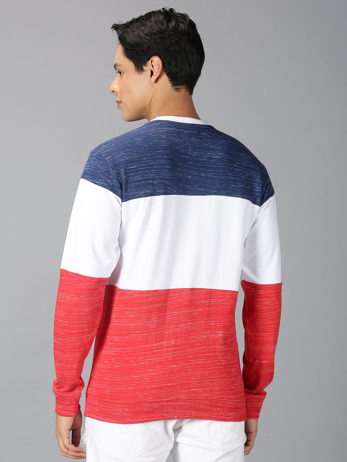 Men Cotton Color Block Full Sleeves Sweatshirt