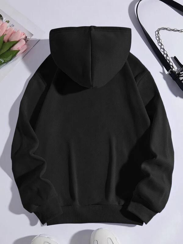 Women's Cotton Blend Black Hoodies