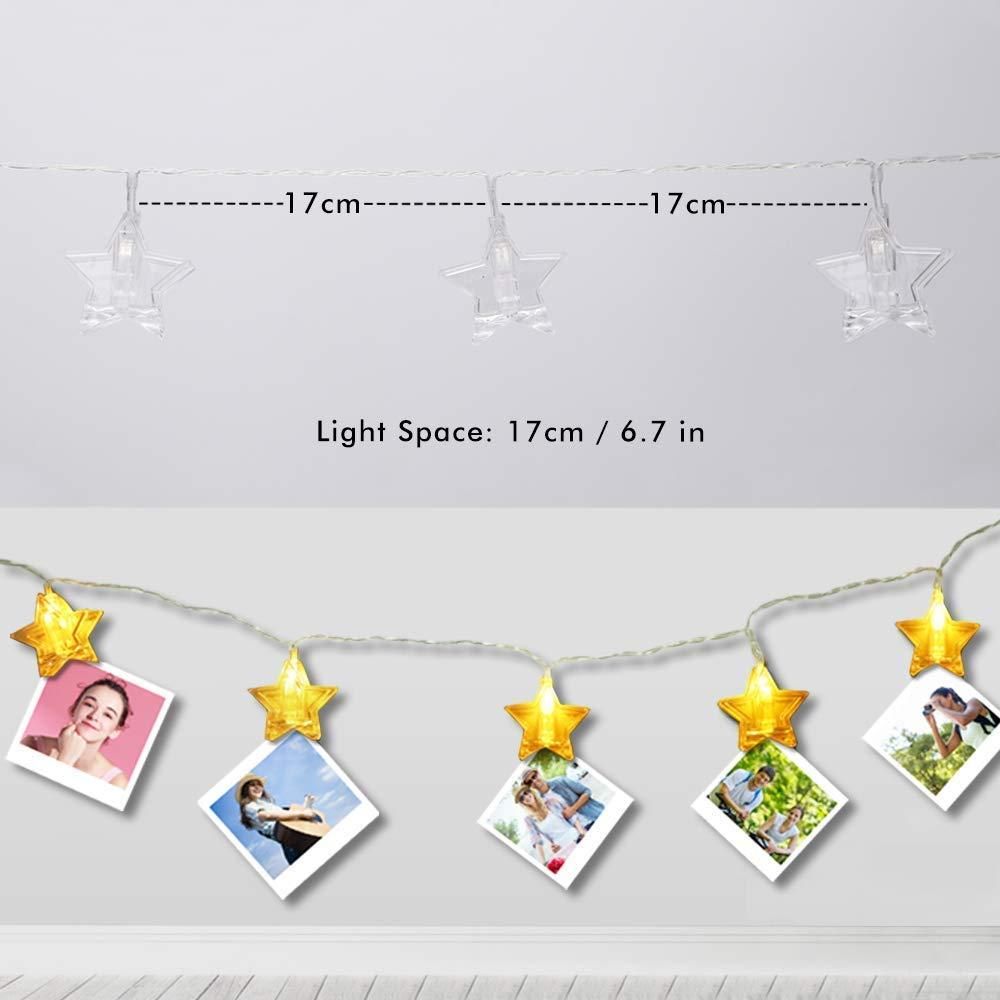 Star Photo Clip Led String Lights 16 Led