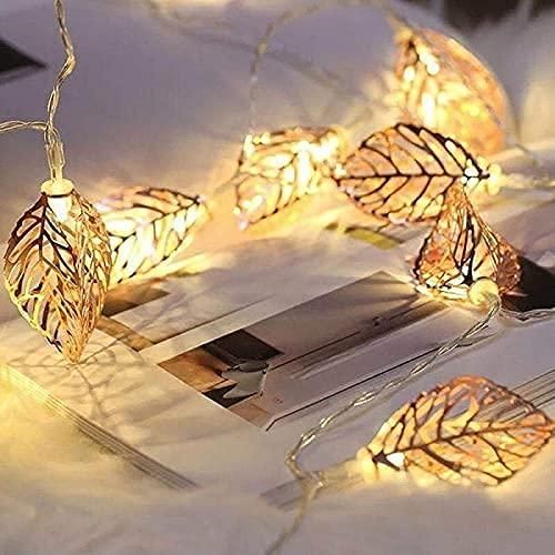 10 Lamps Golden Metal Leaf String LED Decorative Lights