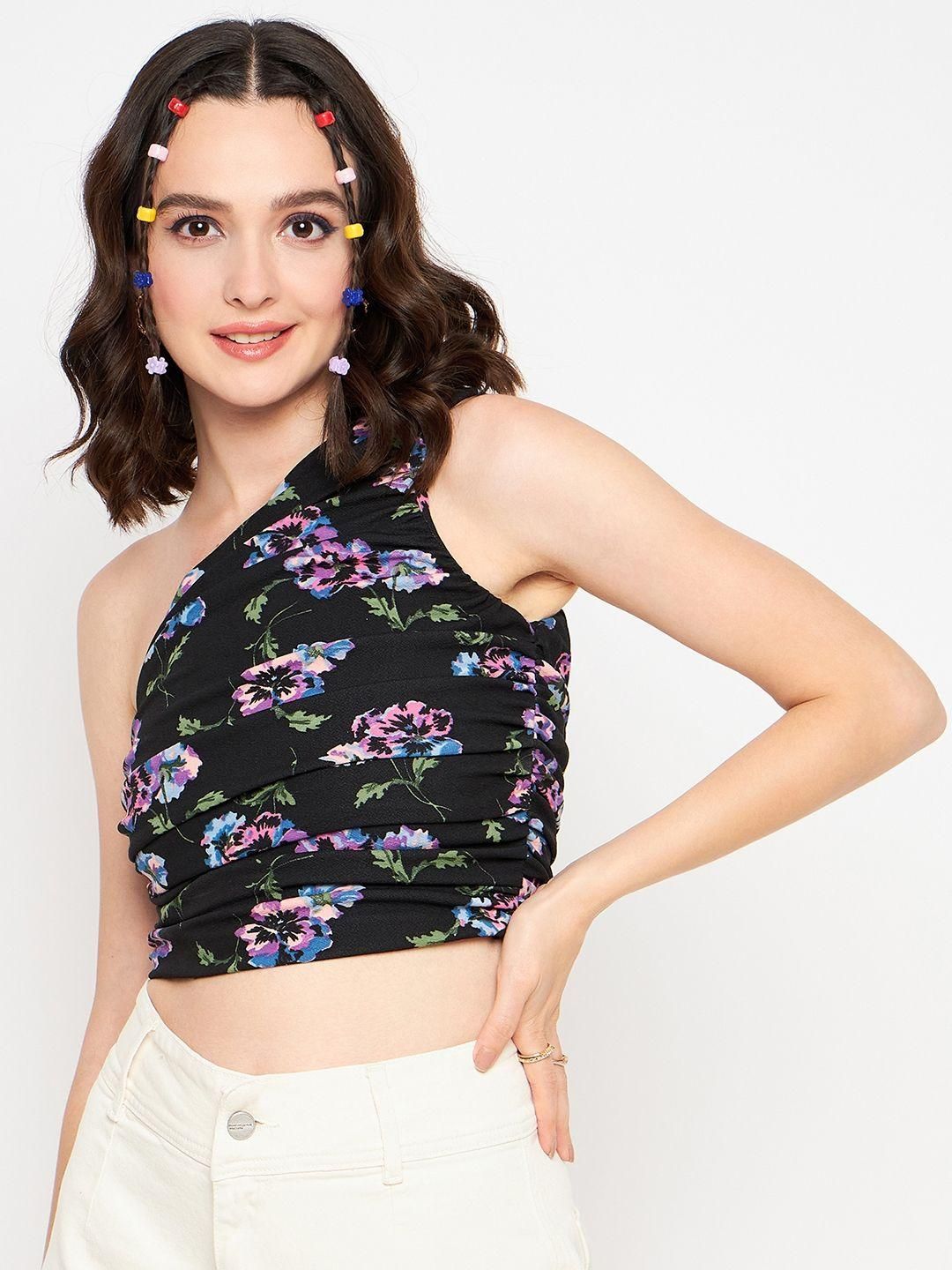 Stretchable  One Shoulder Sleeveless Crop Top