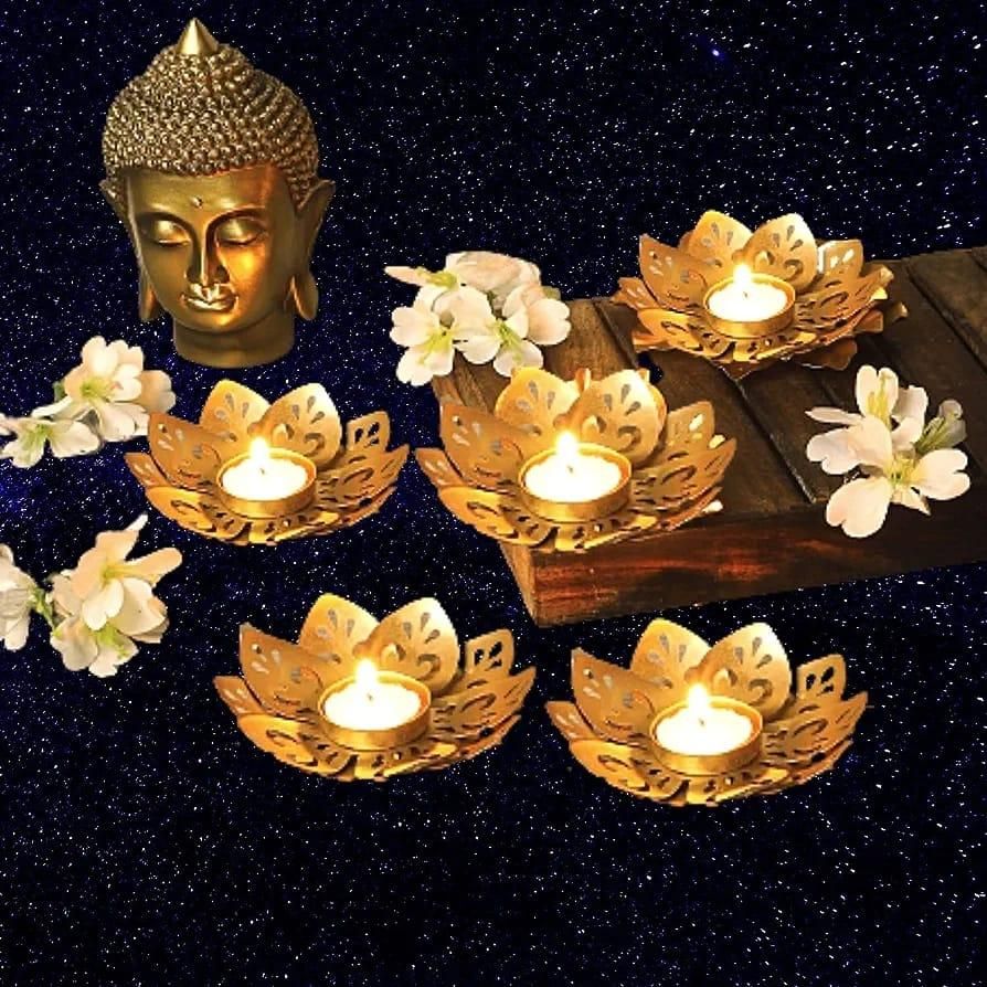 5 Lotus Tealight Candle Holder ( Metal )