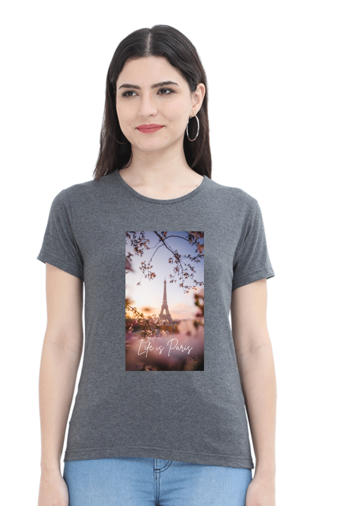 "Evoke the Romance of Paris with Our Women's Paris-Themed T-Shirts!"