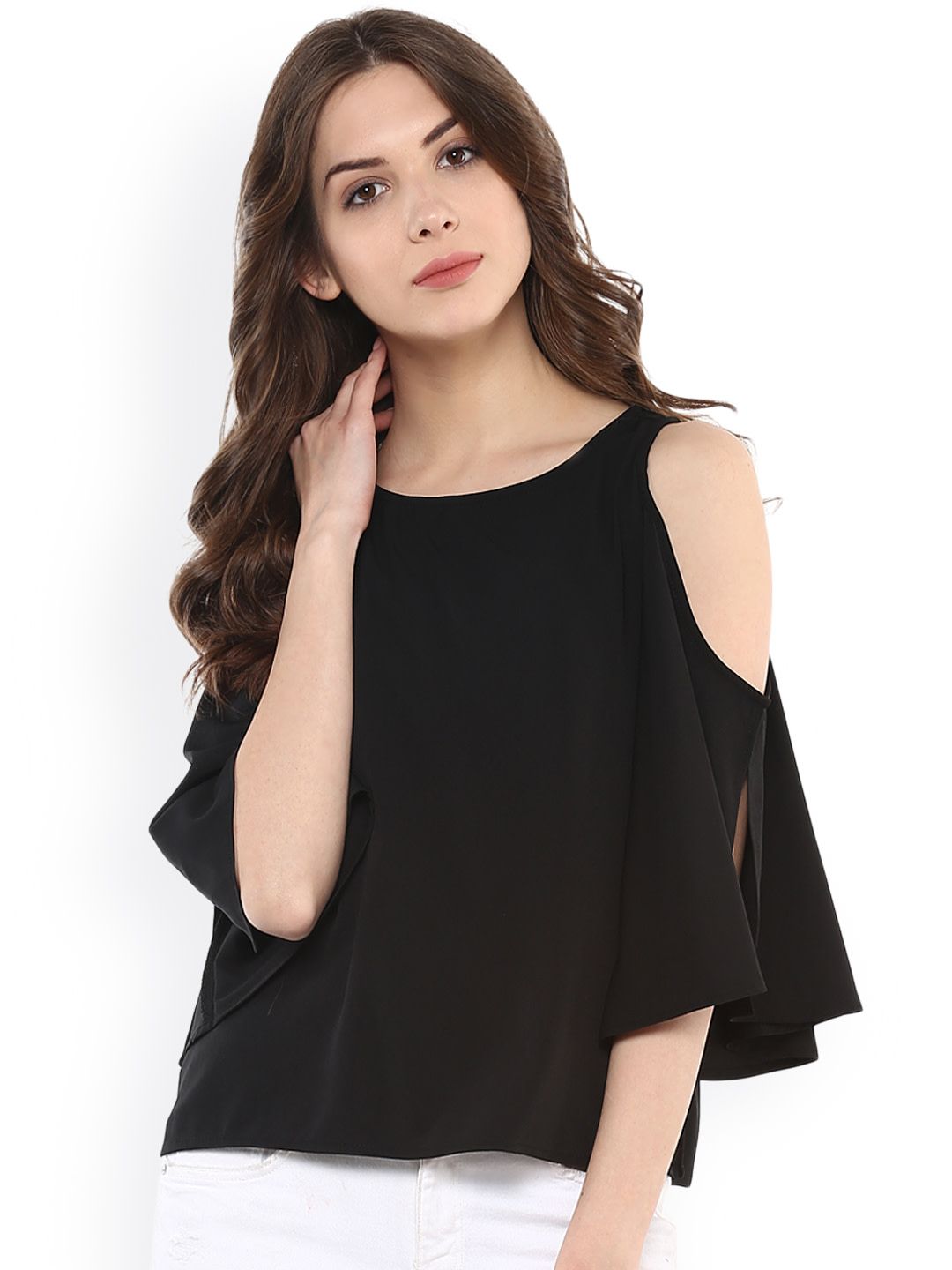 Solid Casual Crepe Tops