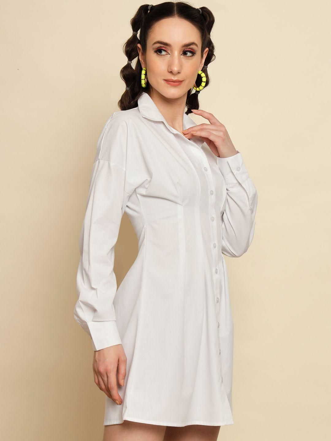 Women's White Dart Detail Shirt Dress