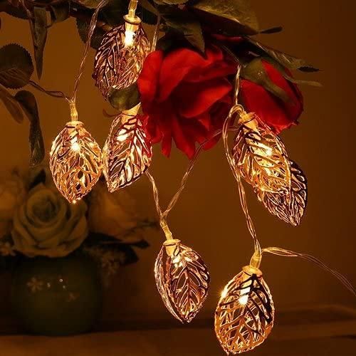 Metal Tree Leaf Shape Decorative LED Fairy String Starry Lights 14 3D Leaf