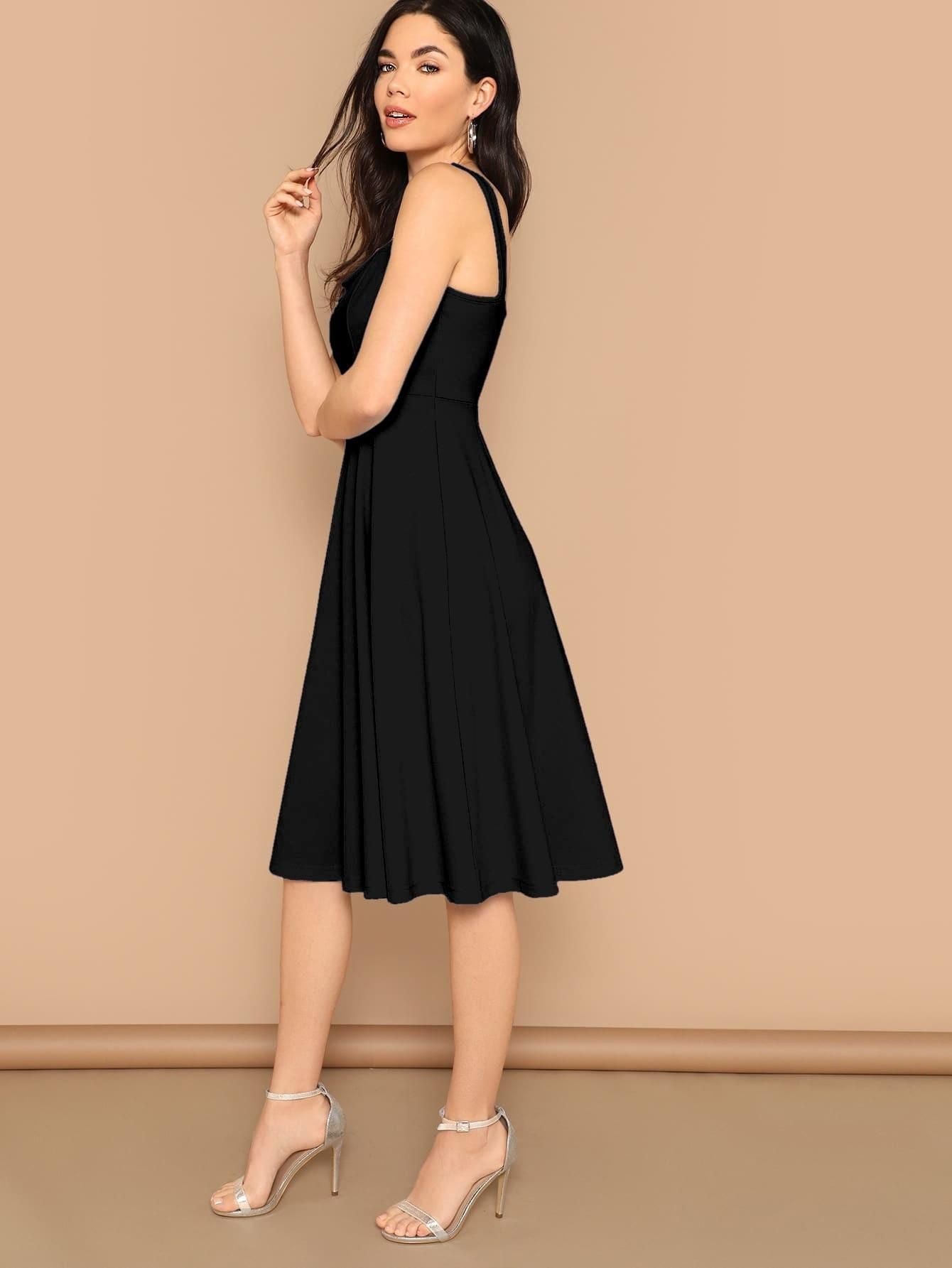 Women's Black Solid Side Slit Bodycon Short Dress