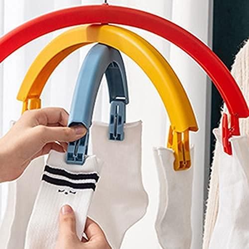 Rainbow Cloth Hangers Rotating Three-Layer Clothes Hangers with Clips