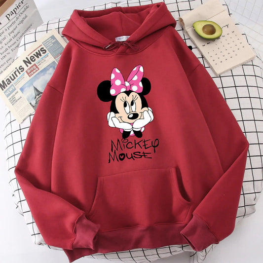 Maroon Printed Fleece Hoody  Women Sweatshirt