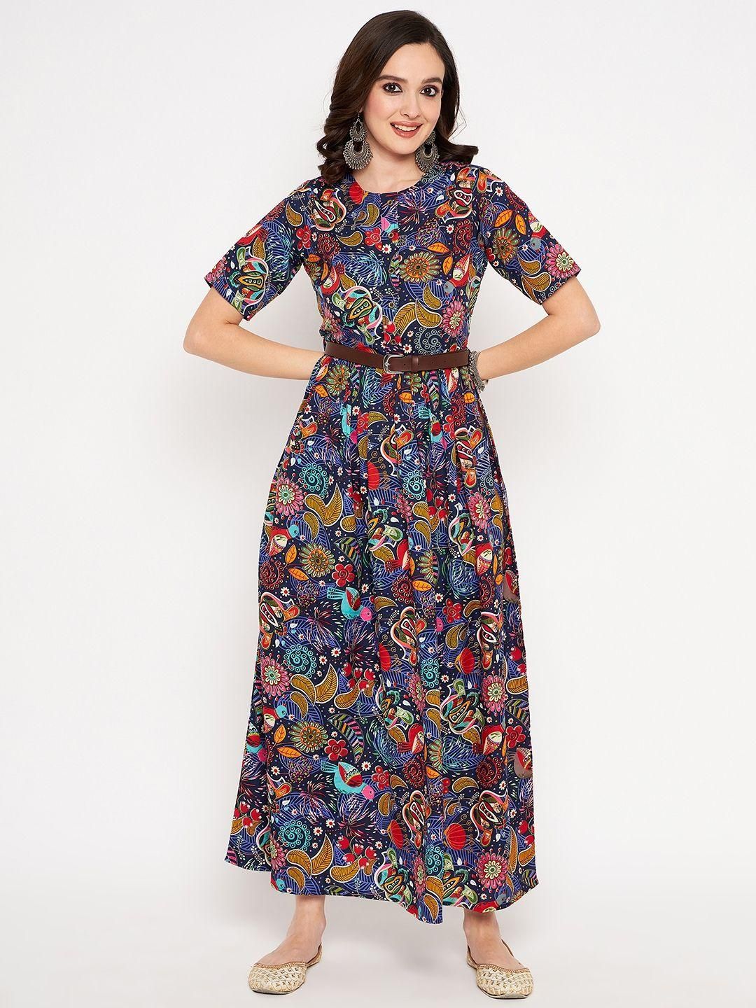 Women's Crepe Printed Skater Maxi Dress