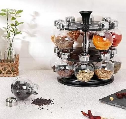 Multipurpose Plastic Big Revolving Spice Rack (16 in 1)