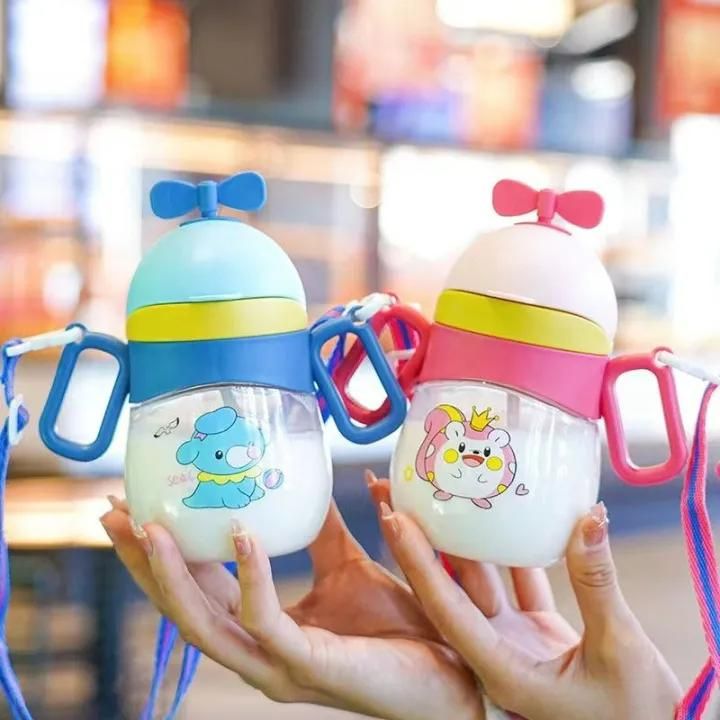 Straw Cup Handle Carrying Dual Use Gravity Ball Learning Drinking Cup