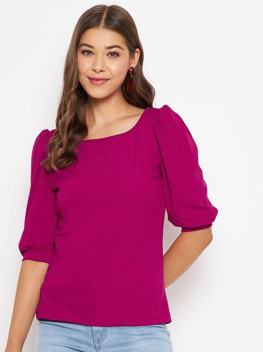 Women's Knit Solid Round Neck Top