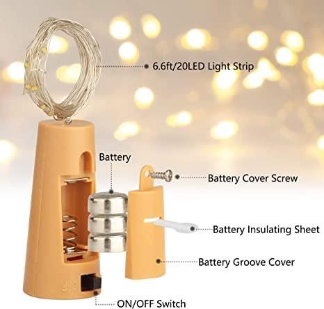 20 Led Wine Bottle Cork Copper Wire String Lights  (Warm White Pack Of 4)