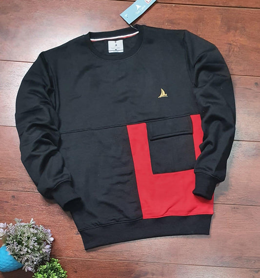 Men Fleece Color Block Full Sleeves Sweatshirt