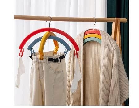 Rainbow Cloth Hangers Rotating Three-Layer Clothes Hangers with Clips