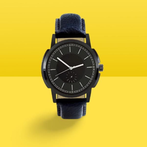 Black Dial Black Strap Analogue Watches for Men