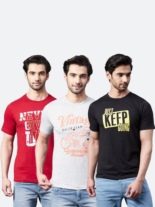 Men Cotton Round Neck T-shirt (Pack of 3)