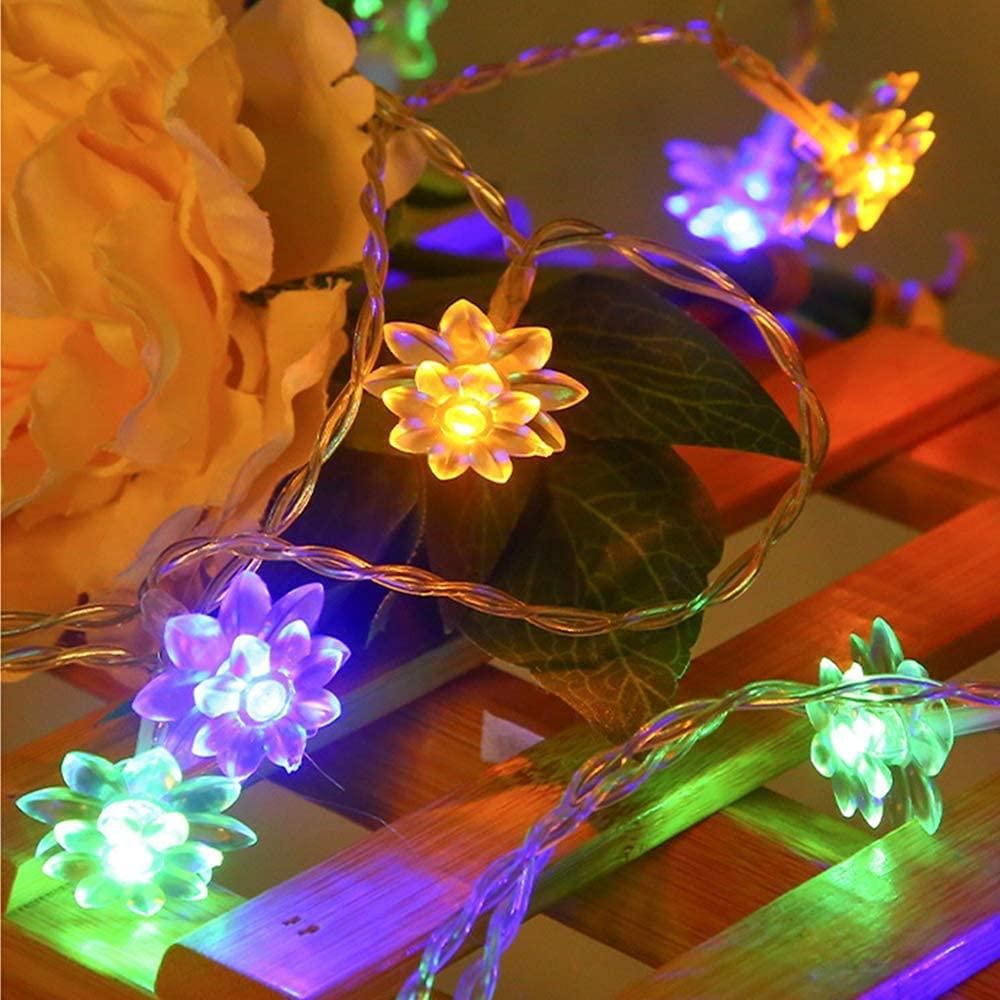 16 LED Lotus Flower Multicolor Decorative String Light