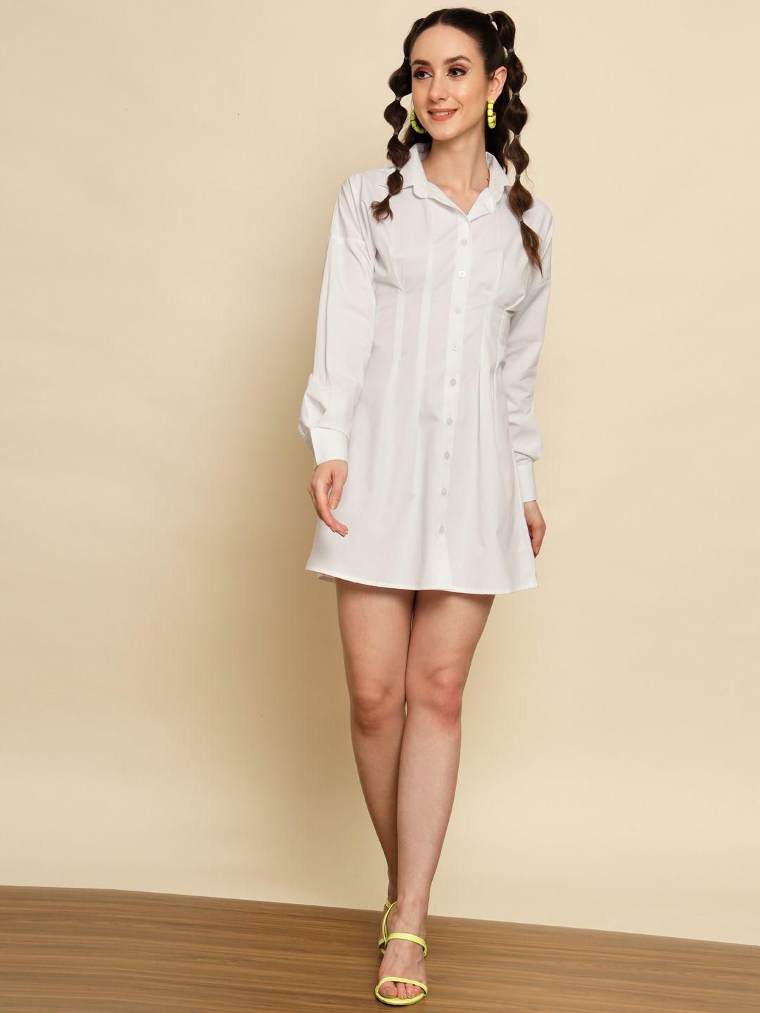 Women's White Dart Detail Shirt Dress