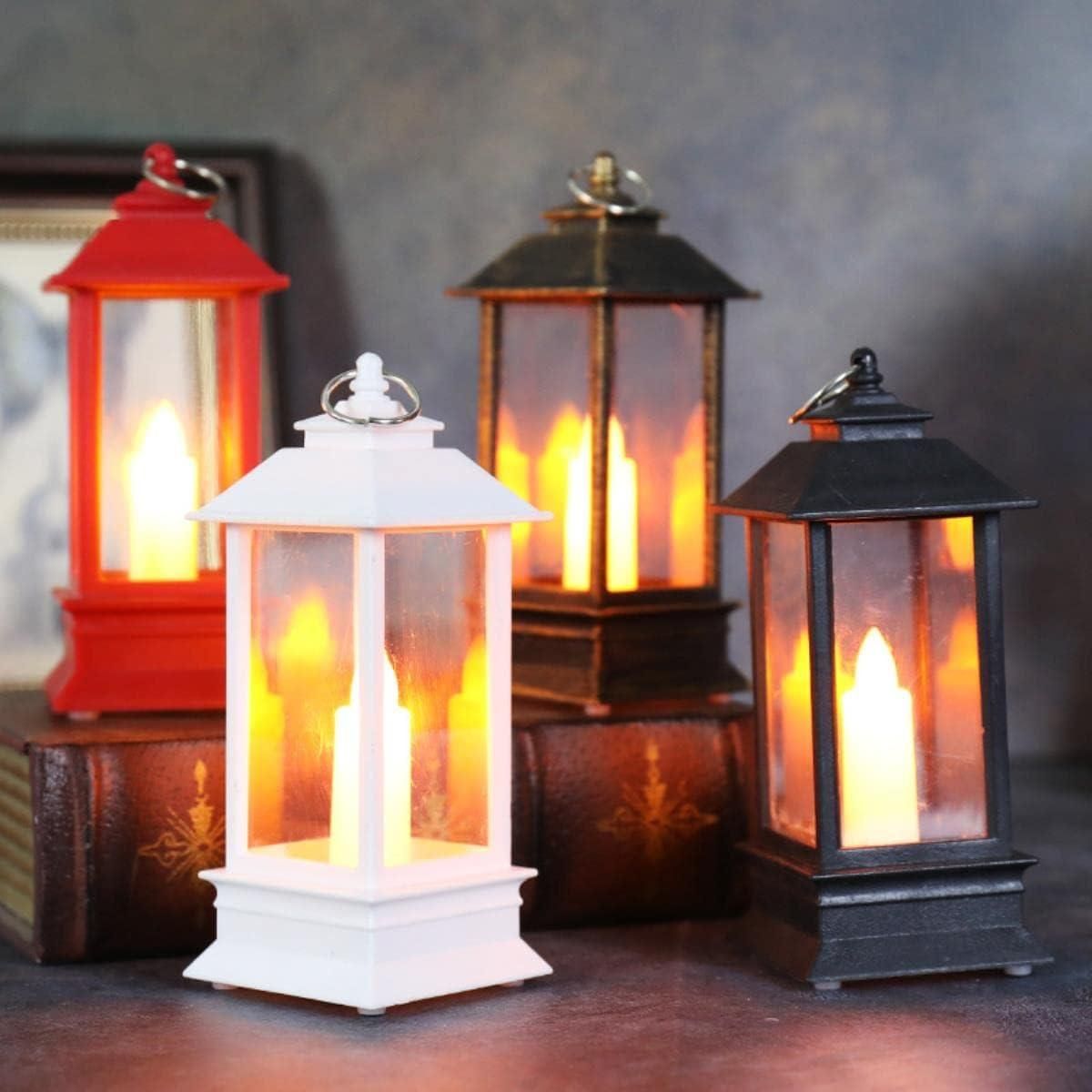 Decorative Lanterns Hanging Lantern with Flashing Led Pillar Candles Battery Operated(Pack Of 3)