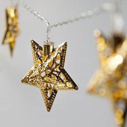 16 Led Golden Metal Star Copper String Fairy Light - Warm White