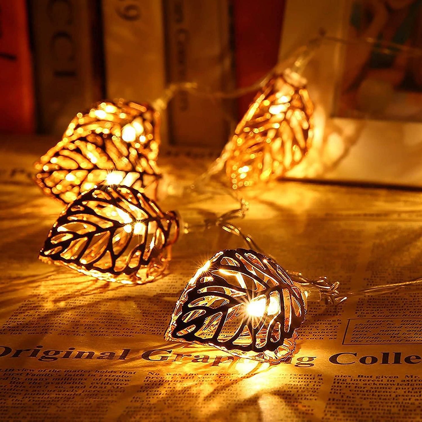 Metal Tree Leaf Shape Decorative LED Fairy String Lights